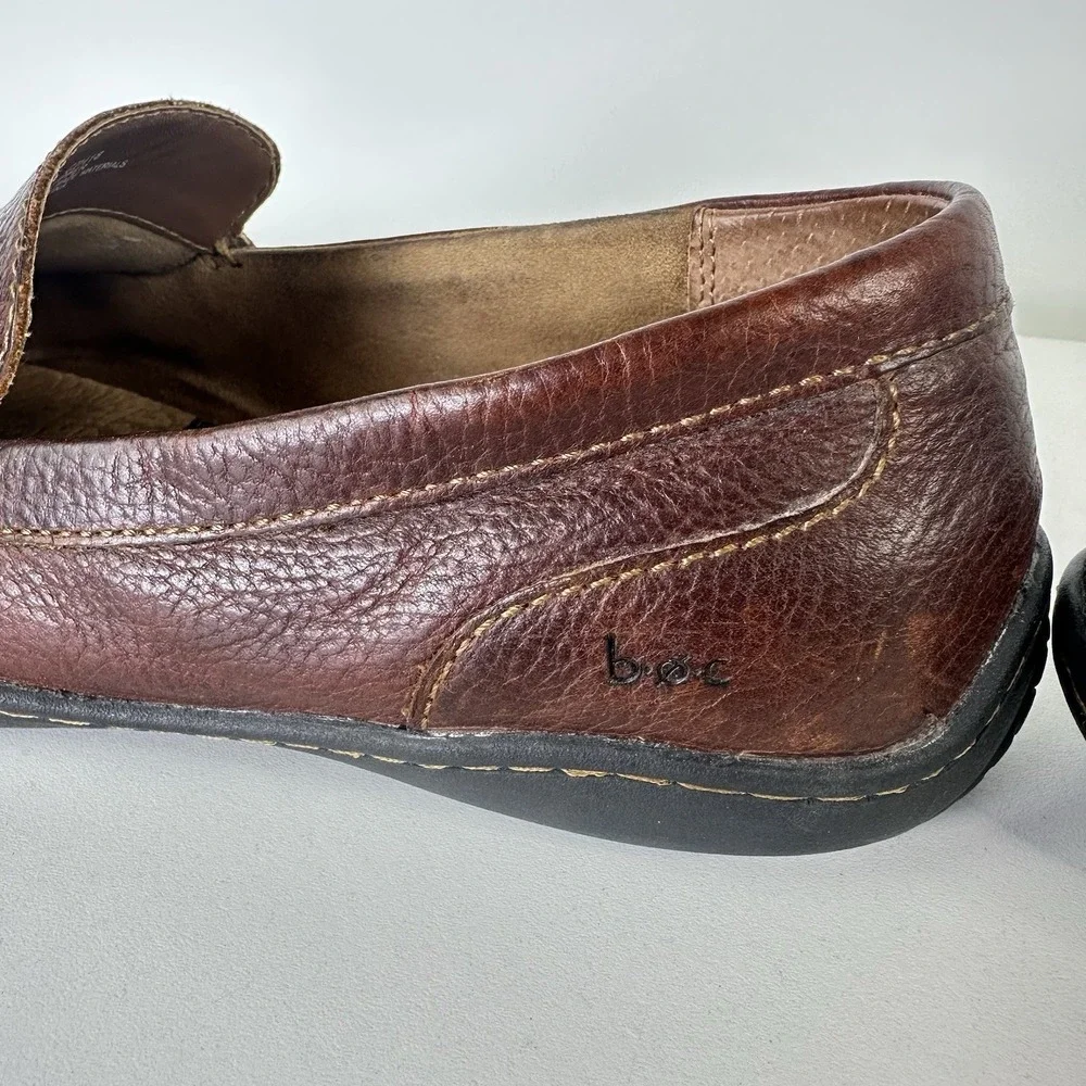 B.O.C. Merton Pebbled Brown Leather Slip On Loafer Shoes Comfort A03223 Mens 9 M